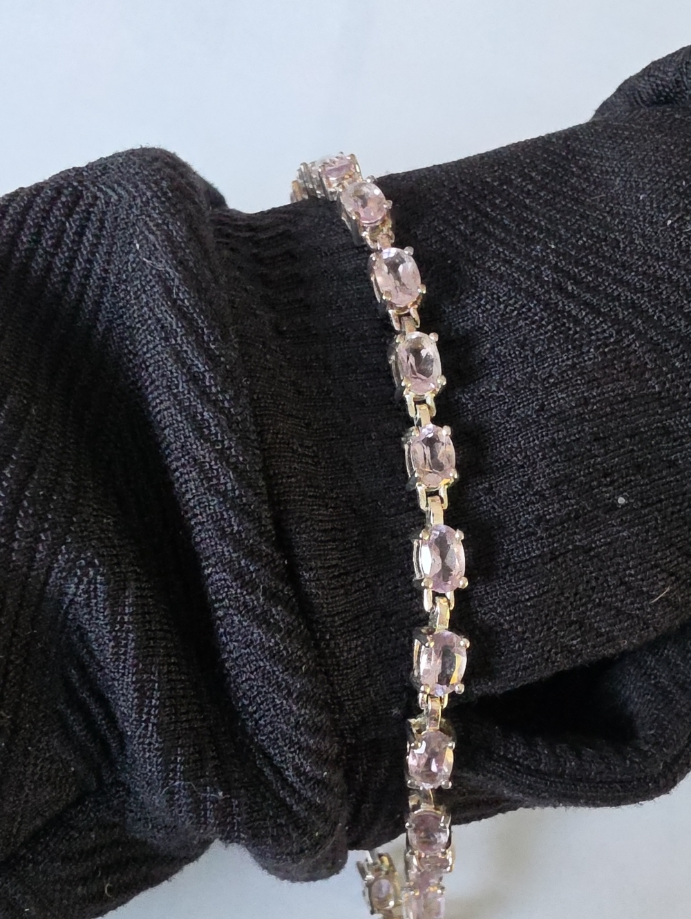 Sterling Silver Light Amethyst Stone Tennis Bracelet -